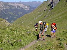 Climbing towards the Sefinenfurke Pass